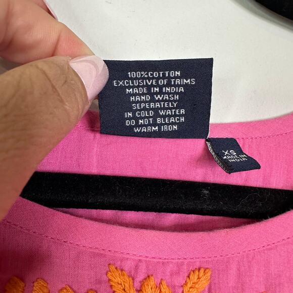 Madison Matthew’s Embroidered Pink & Orange Short Sleeve Blouse Women’s size XS - Picture 3 of 6